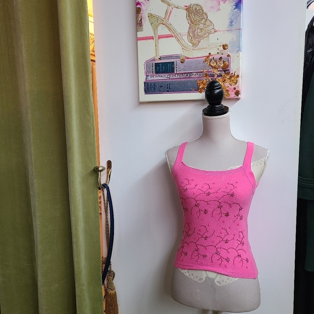 Shu Shu Embroidered Flowers Tank Top